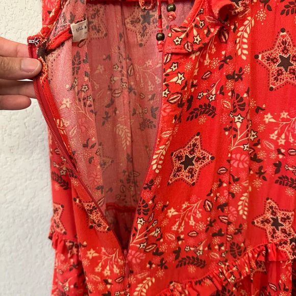 SPELL & THE GYPSY Collective Celestial Mini Dress Lace Up Back in Red - Picture 10 of 15